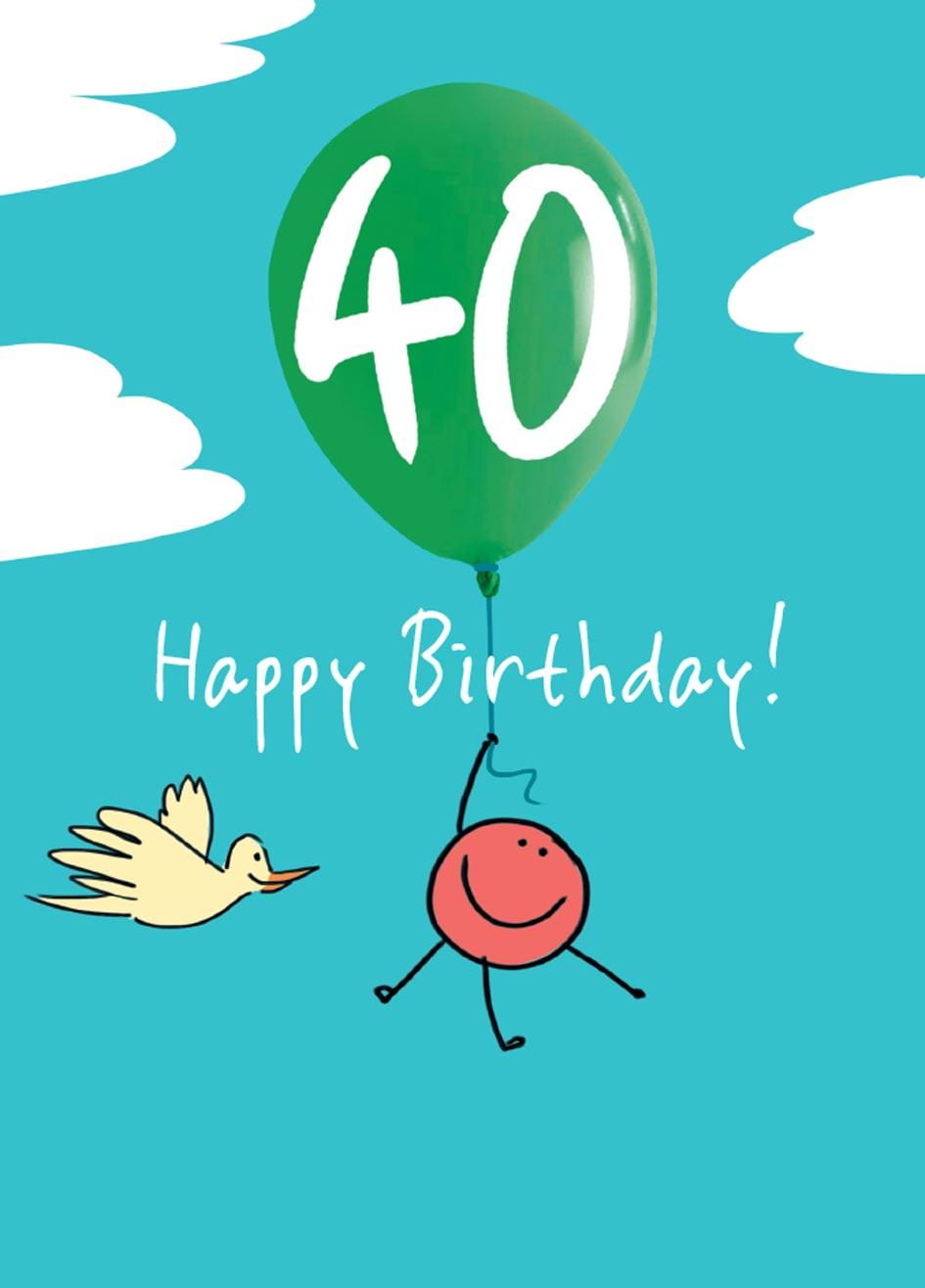 Balloon 40th Birthday Card