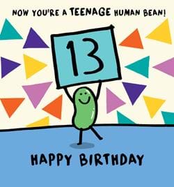 Teenage Human Bean 13th Birthday Card