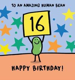 Amazing Human Bean 16th Birthday Card