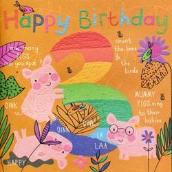Little Piggies 3rd Birthday Card