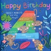 Cheeky Monkey 4th Birthday Card