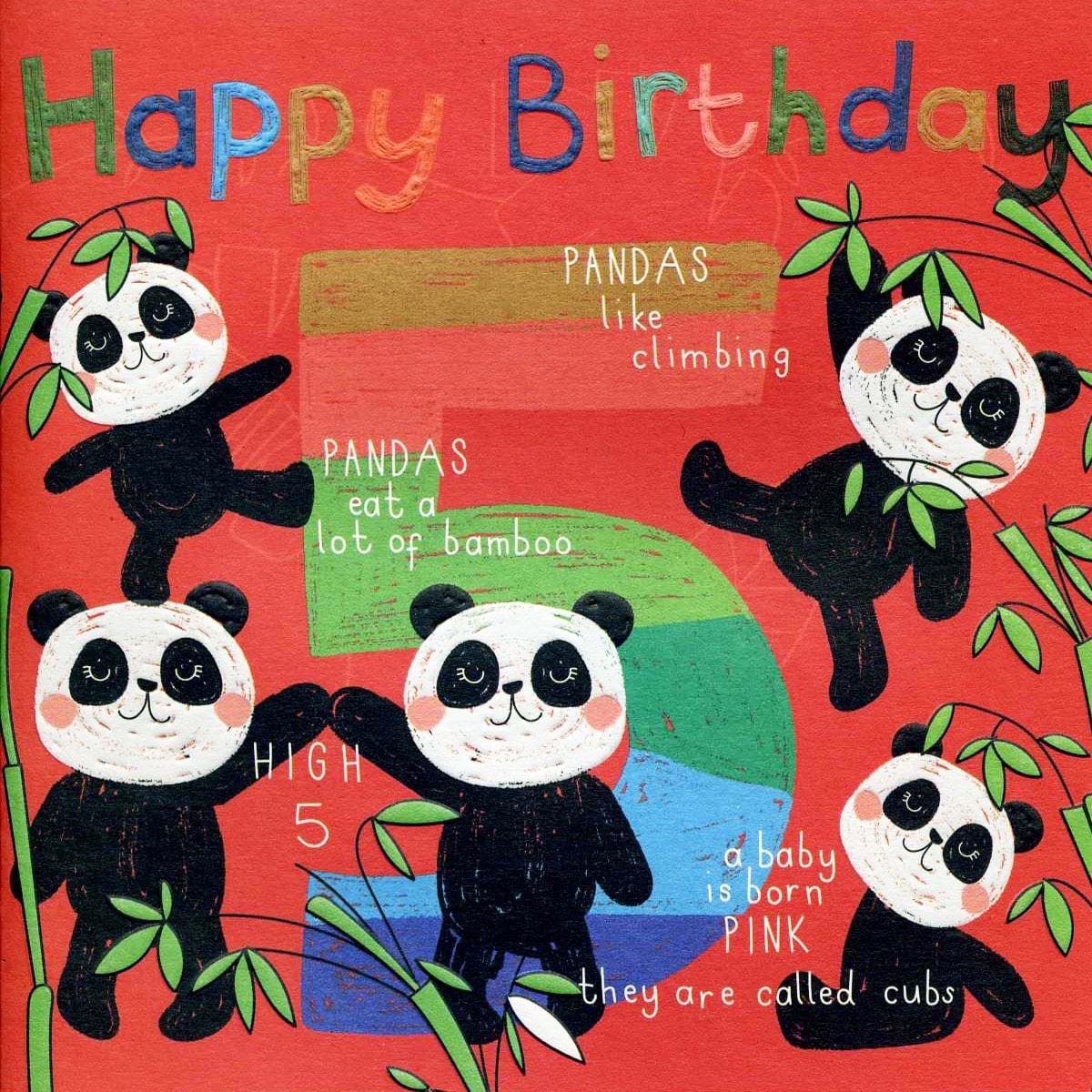 Pandas 5th Birthday Card