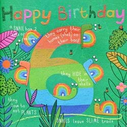 Rainbow Snails 6th Birthday Card