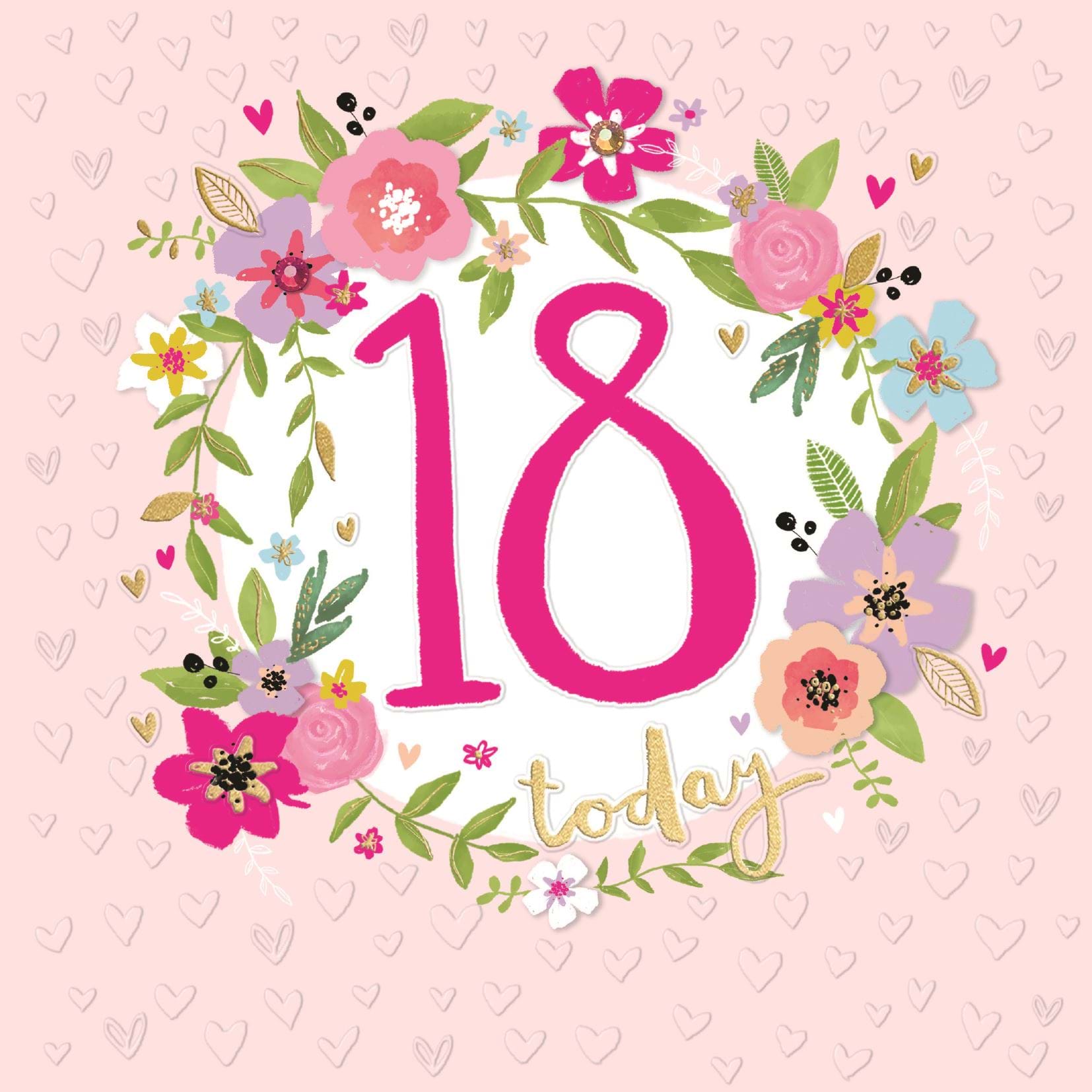 Floral 18 Today Birthday Card
