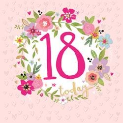 Floral 18 Today Birthday Card