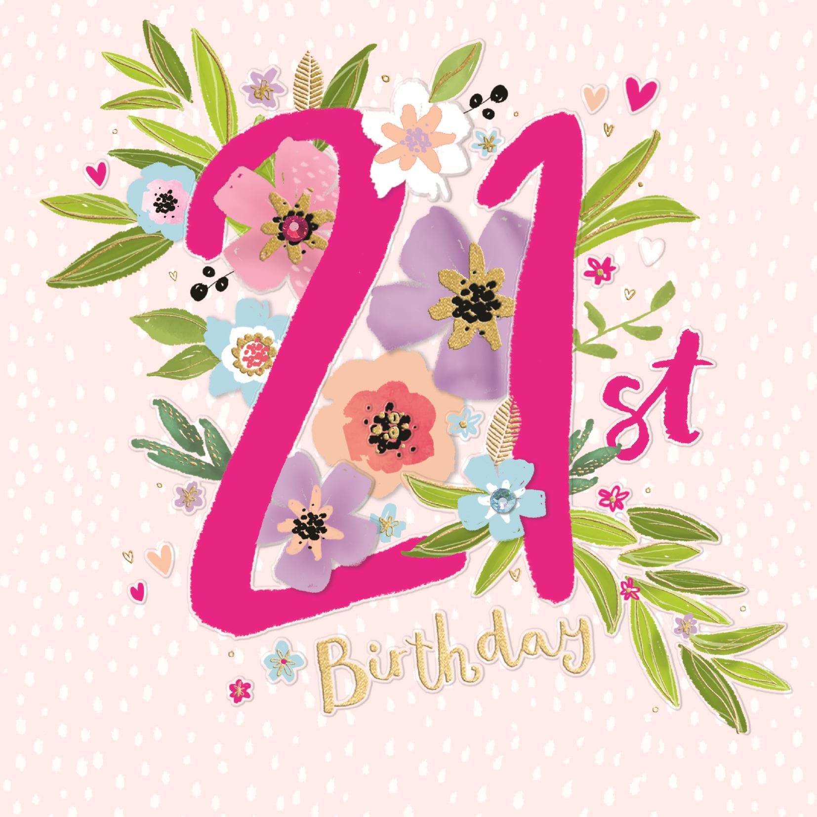 Floral 21st Birthday Card
