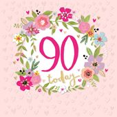 Floral 90th Birthday Card