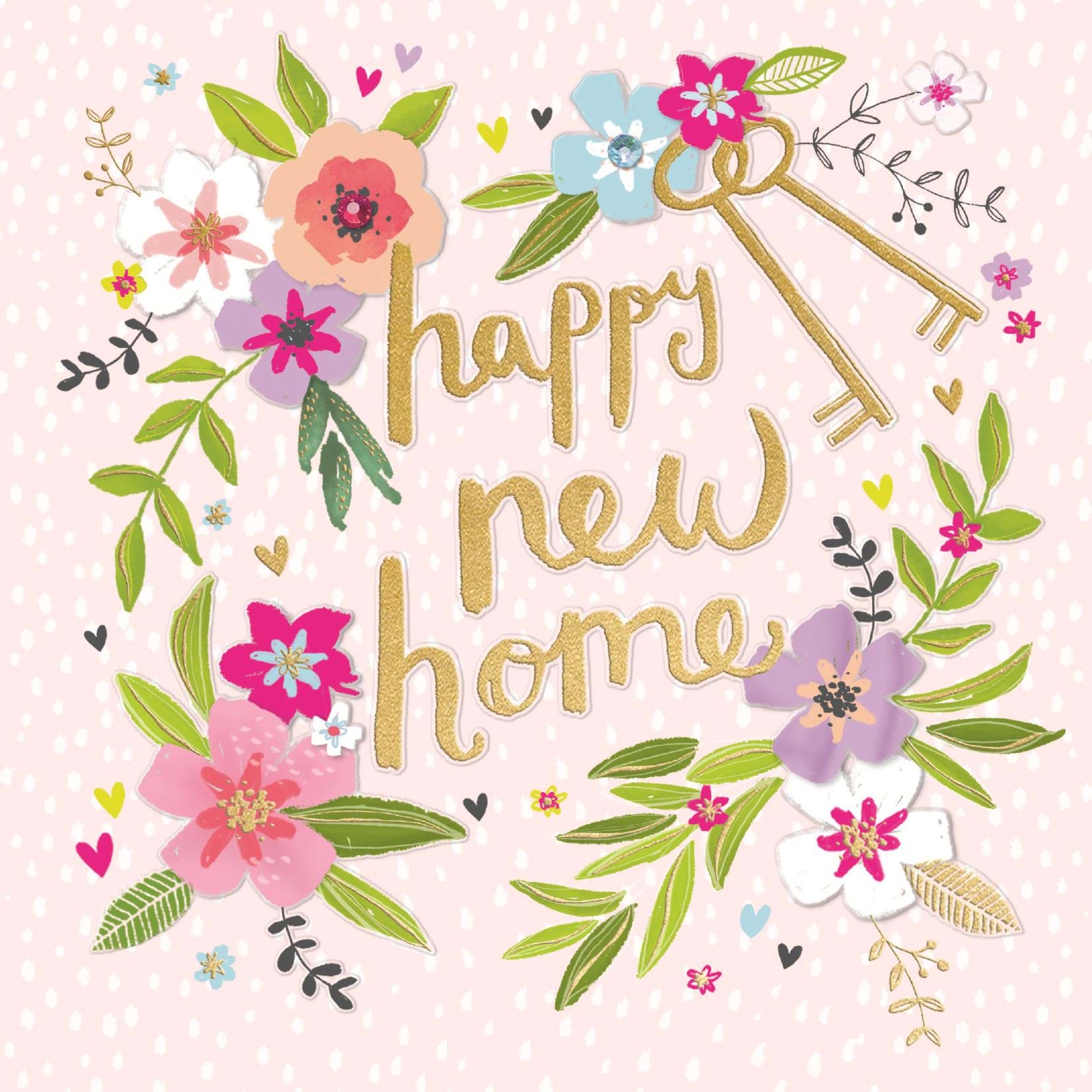 Flowers and Keys New Home Card