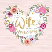 Heart Wreath Wife Anniversary Card
