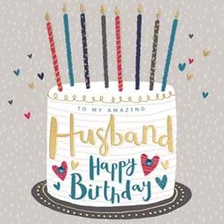 Iced Cake Husband Birthday Card
