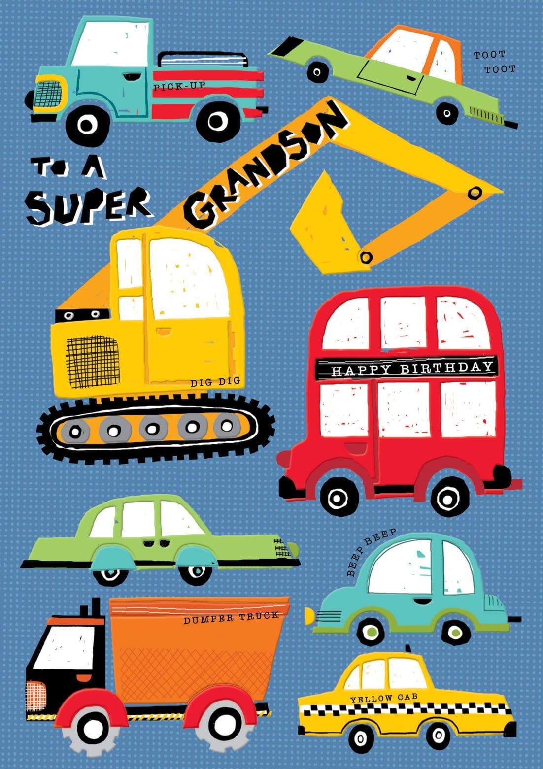 Digger Grandson Birthday Card