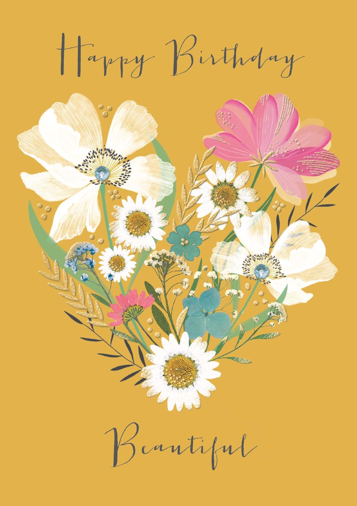Orange Florals Birthday Card
