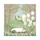 White Car Wedding Card