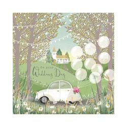 White Car Wedding Card