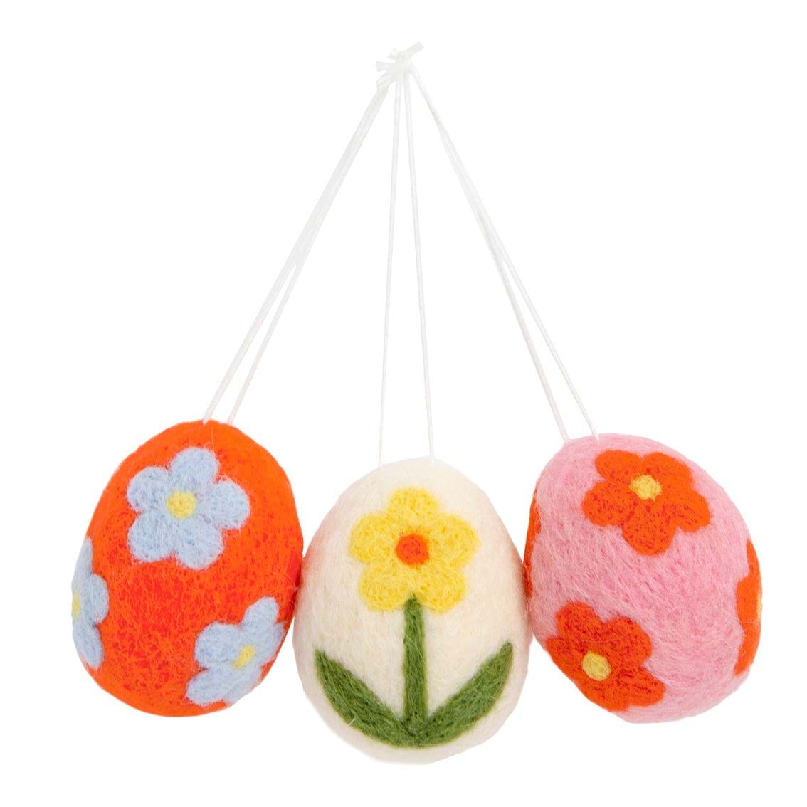 Felt Egg Decorations - 3 Pack
