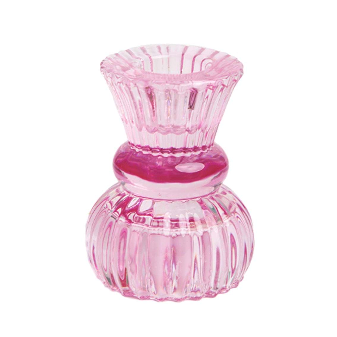 Pink Glass Candle Holder