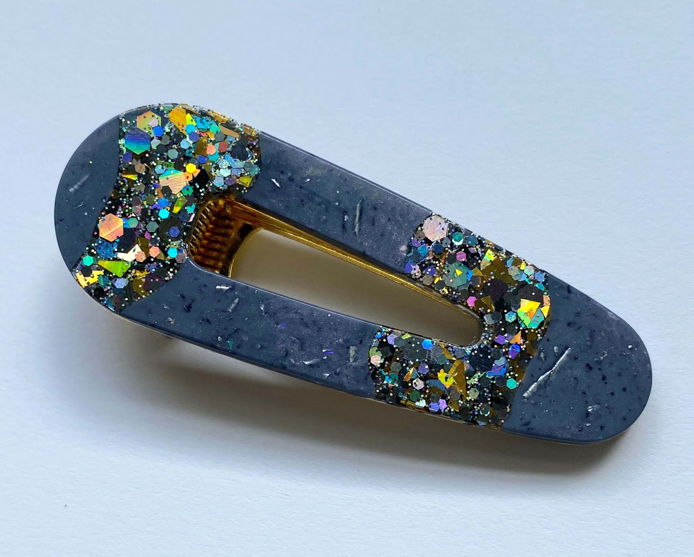 Resin Hair Clip - Gold Sparkle