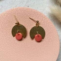 Brass Dangle Earrings - Peach