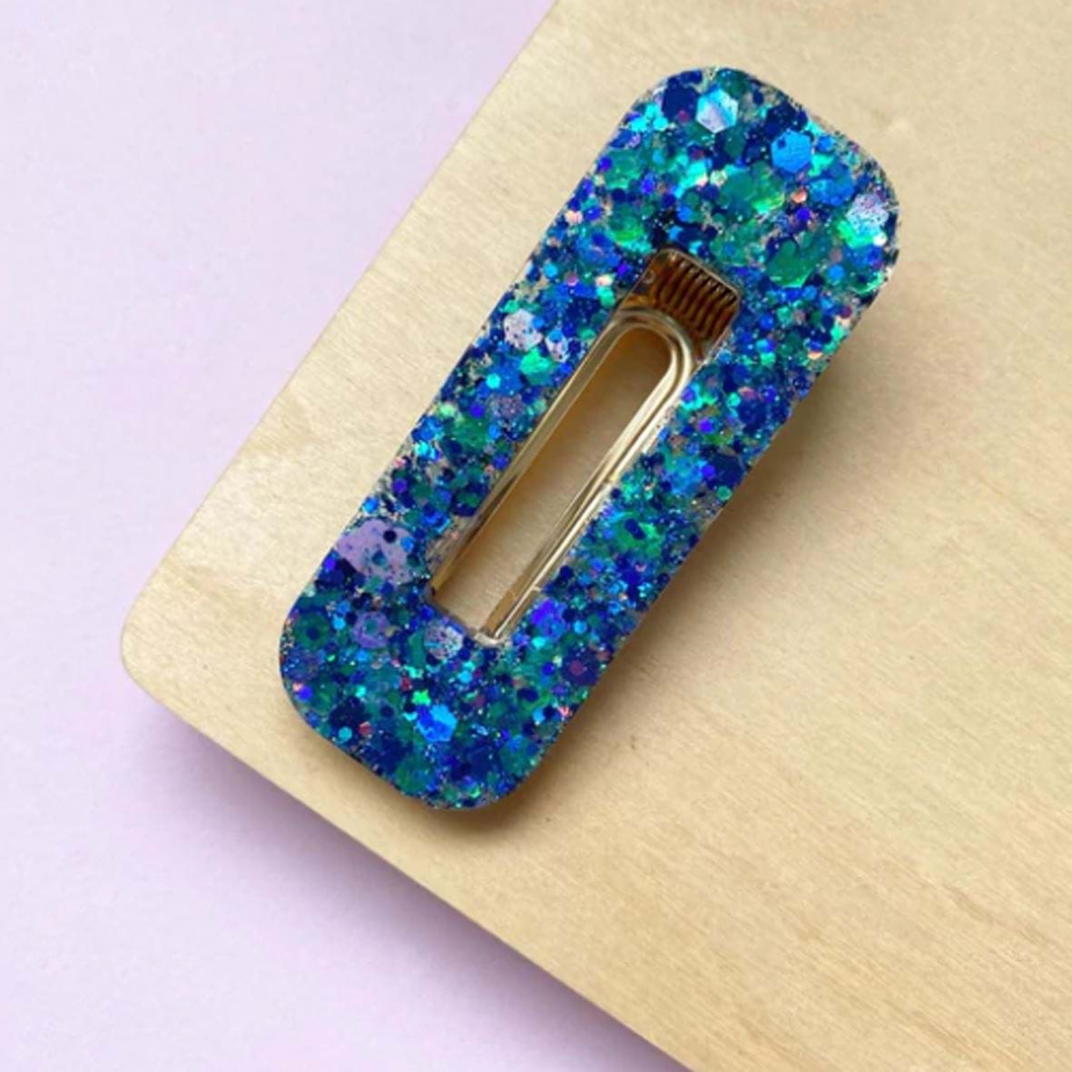 Resin Hair Clip - Blue Sparkle