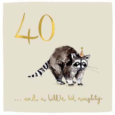 Raccoon 40th Birthday Card