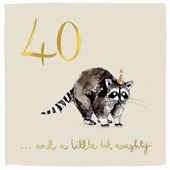 Raccoon 40th Birthday Card