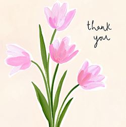 Pink Tulips Thank You Card