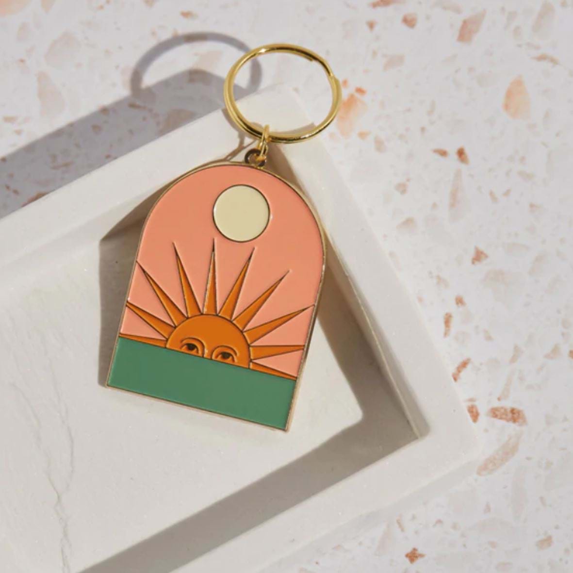 Setting Sun Enamel Keychain