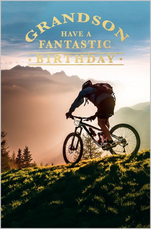 Mountain Bike Grandson Birthday Card