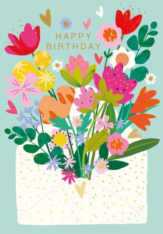 Floral Envelope Birthday Card