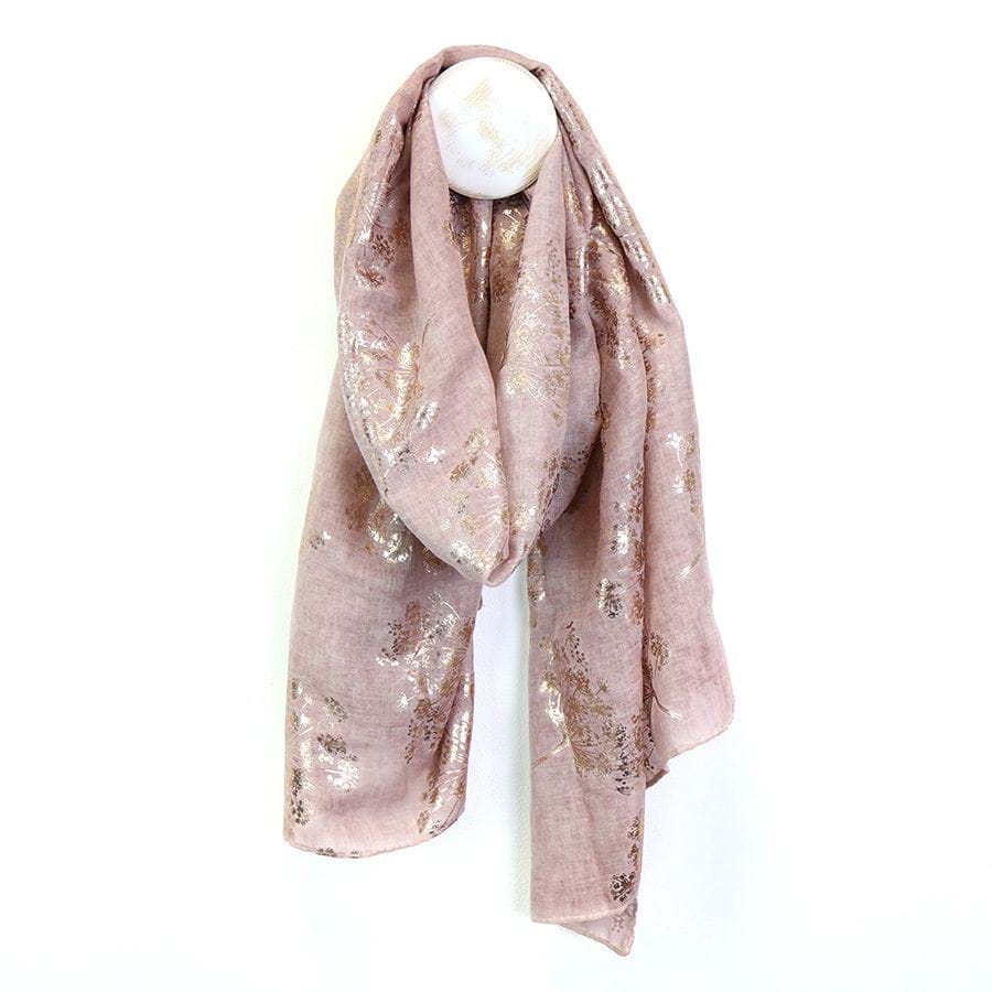 Mink Scarf with Rose Gold Cow Parsley Print