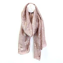 Mink Scarf with Rose Gold Cow Parsley Print