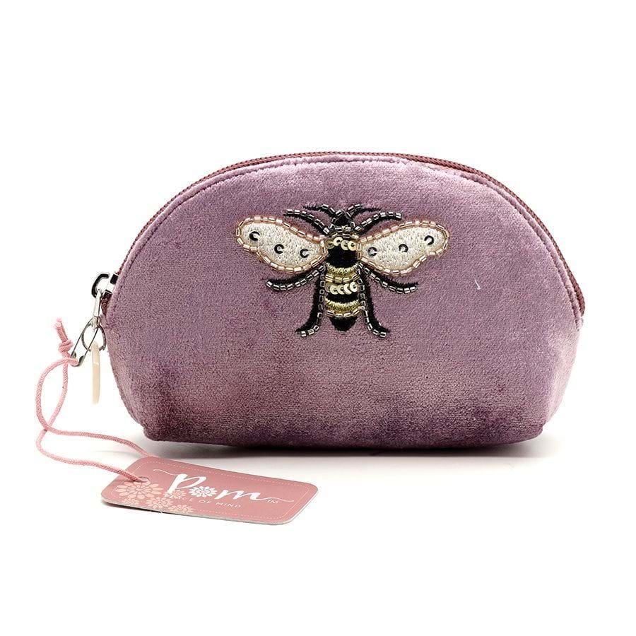 Lilac Embroidered Bee Make Up Bag
