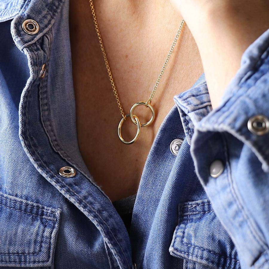 Golden Linked Double Hoop Necklace