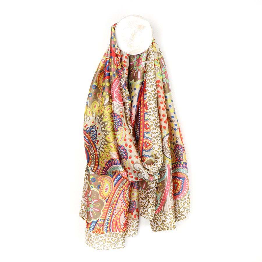 Red Mix Vibrant Paisley Silky Scarf