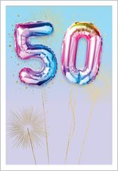 Colourful Balloons 50th Birthday Card