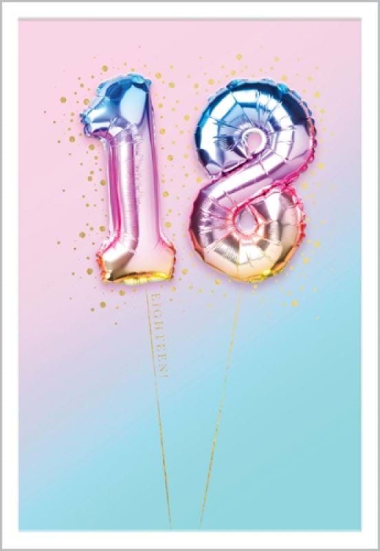 Colourful Balloons 18th Birthday Card