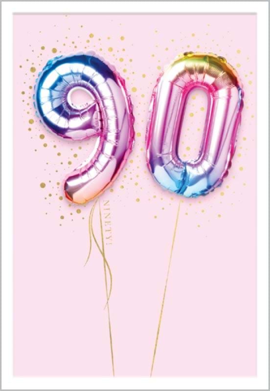 Colourful Balloons 90th Birthday Card