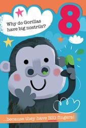 Gorillas 8th Birthday Card