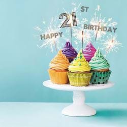 Colourful Cupcakes 21st Birthday Card