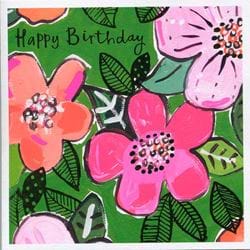 Floral Green Birthday Card