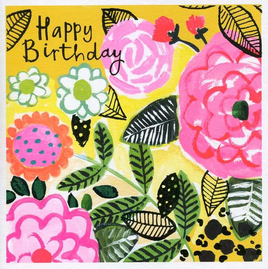 Floral Yellow Birthday Card