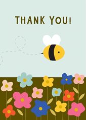 Bee and Flowers Thank You Card Pack (8)