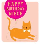 Ginger Cat Niece Birthday Card