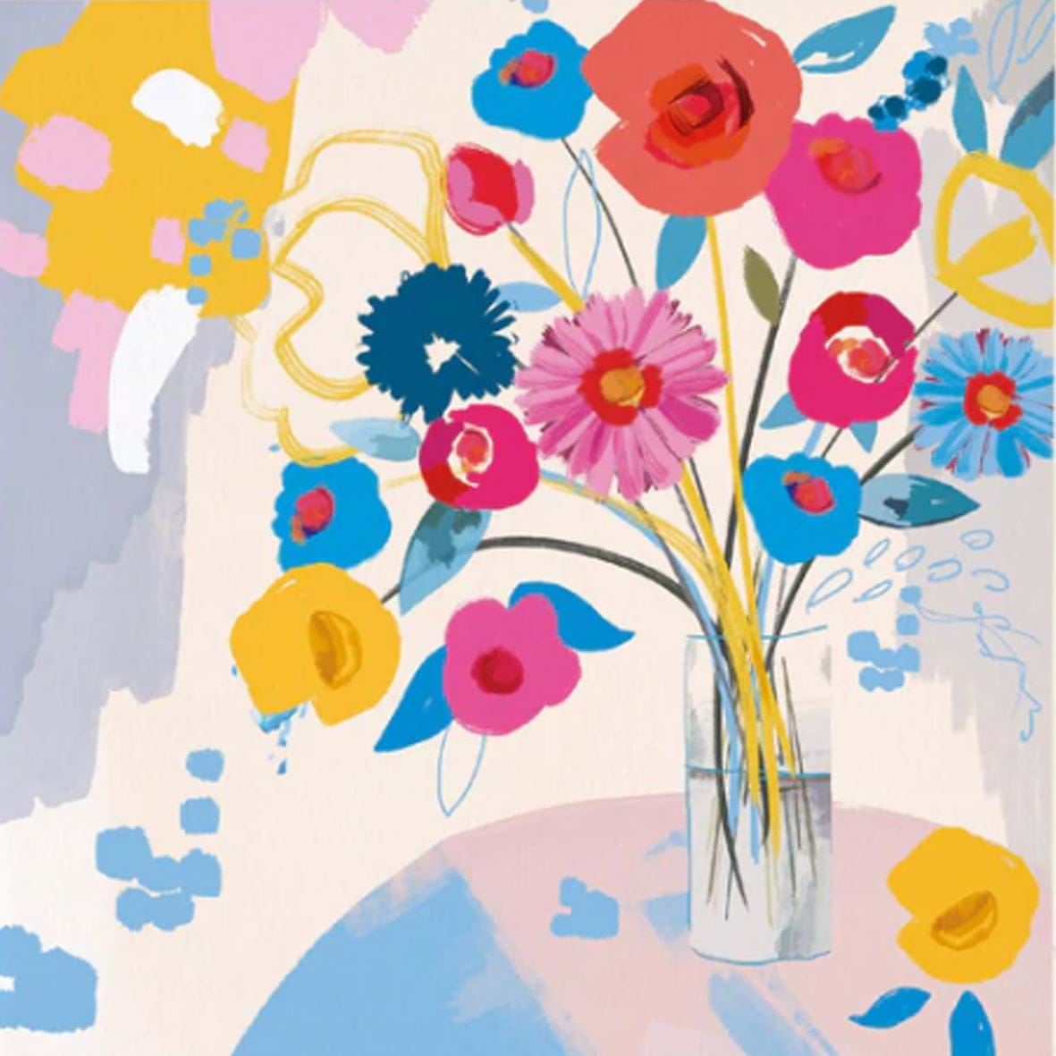Abstract Pink Posey Greeting Card