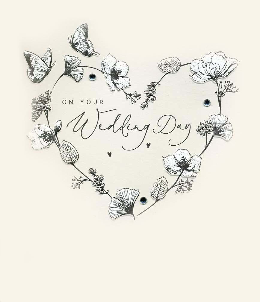 Flowers and Butterflies Wedding Card