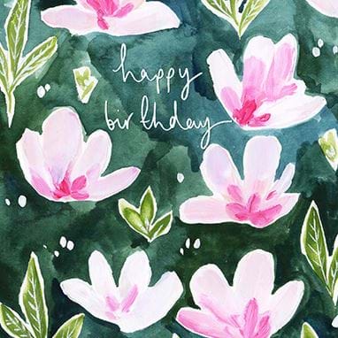 Pink Flowers Birthday Card