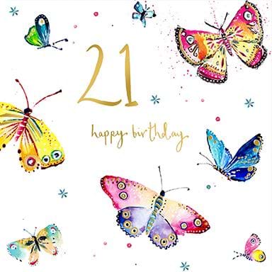 Butterflies 21st Birthday Card