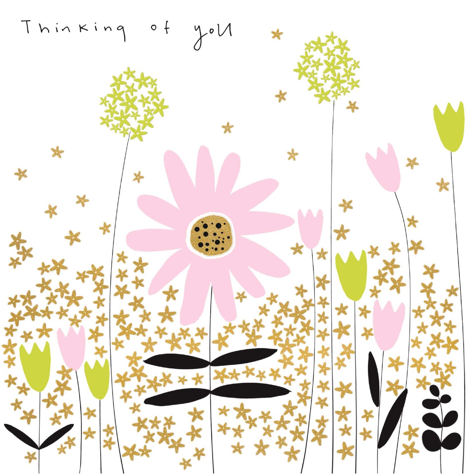 Pink and Green Thinking of you Card