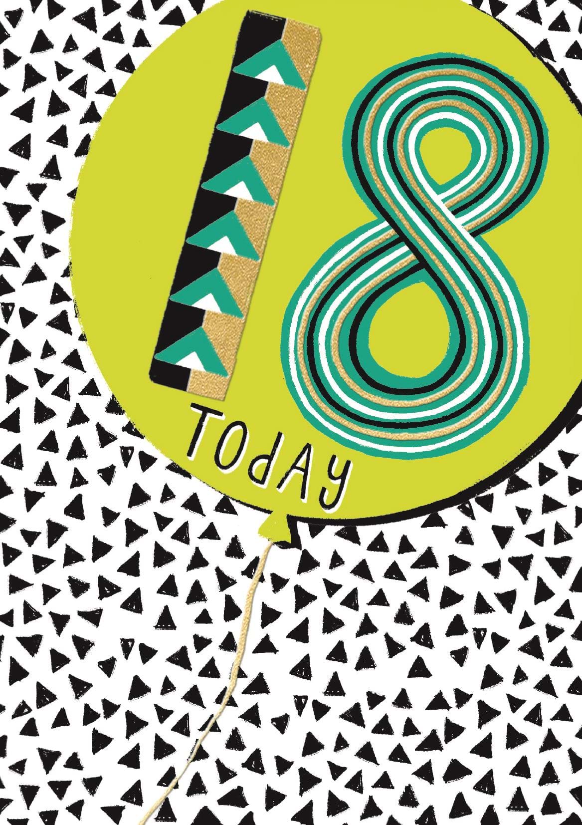 Green Balloon 18th Birthday Card