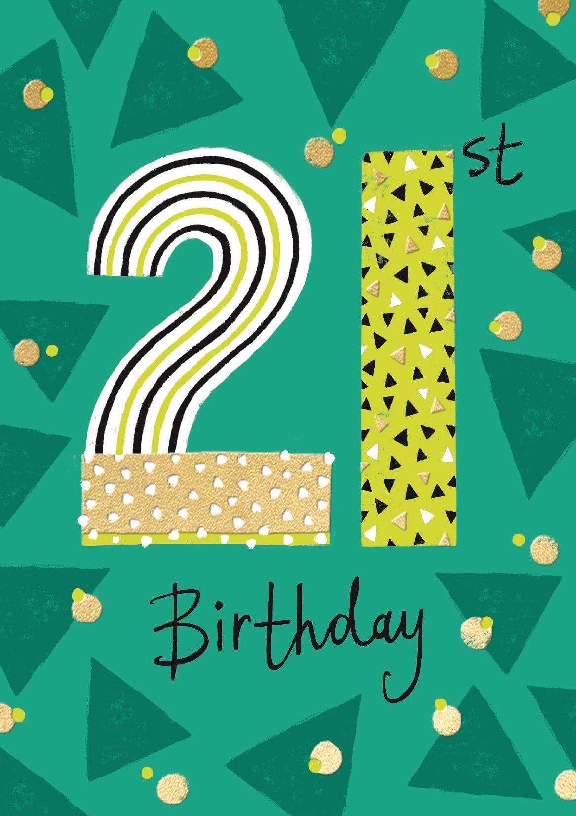Green Pattern 21st Birthday Card